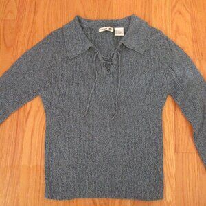 ENERGIE WOMEN'S JUNIOR'S SIZE L SWEATER BLUE DENIM COLOR KNIT LONG SLEEVE TOP